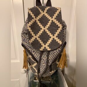 Mossimo Supply Co. Cream and Gray Geometric Tassel Backpack